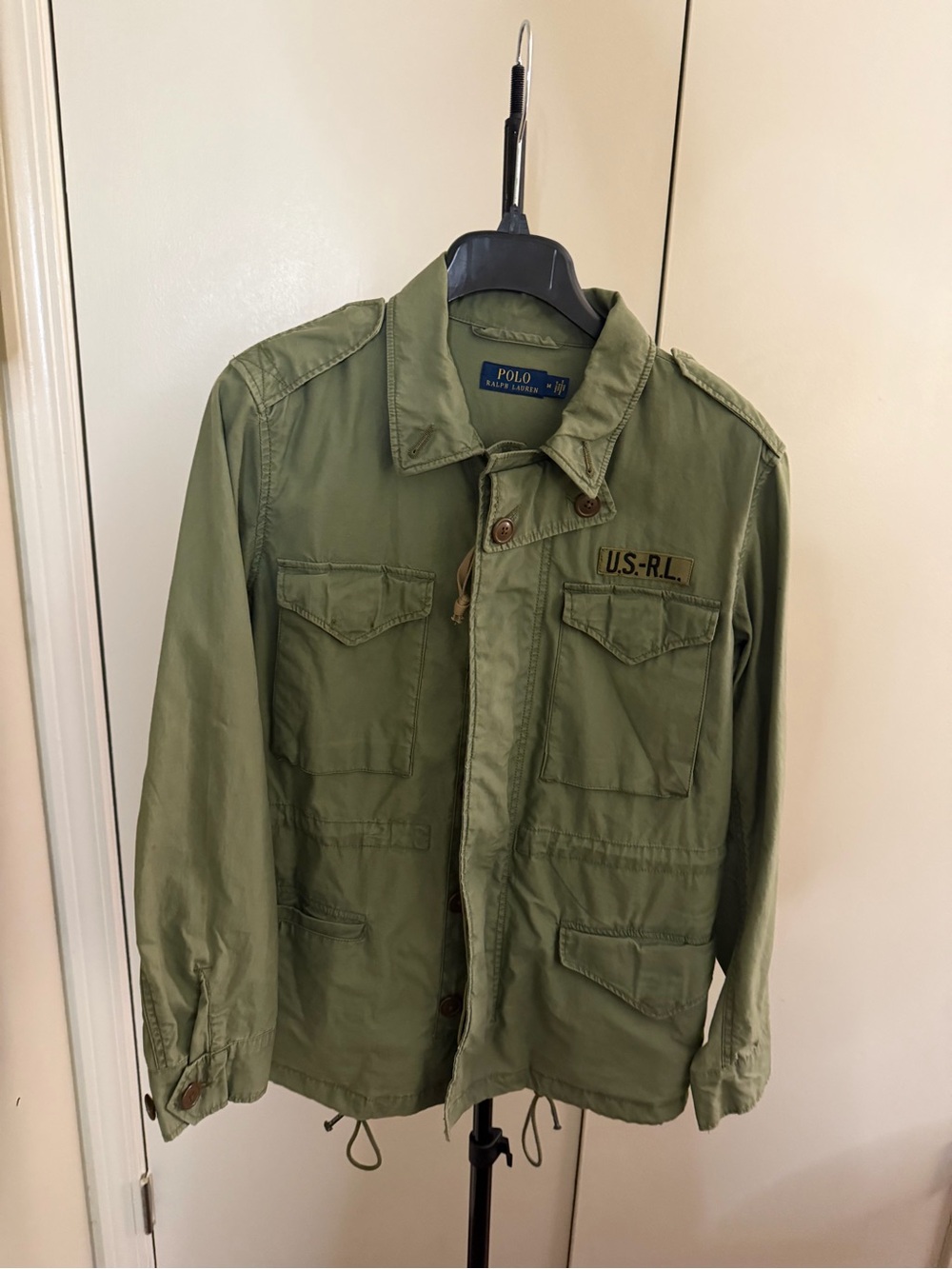 Women's Polo Ralph Lauren Beaded Steer Head Military Jacket Olive M - Picture 2 of 7